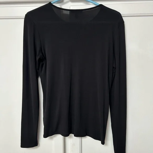 Eileen Fisher Black Silk Long Sleeve Top - Picture 2 of 5